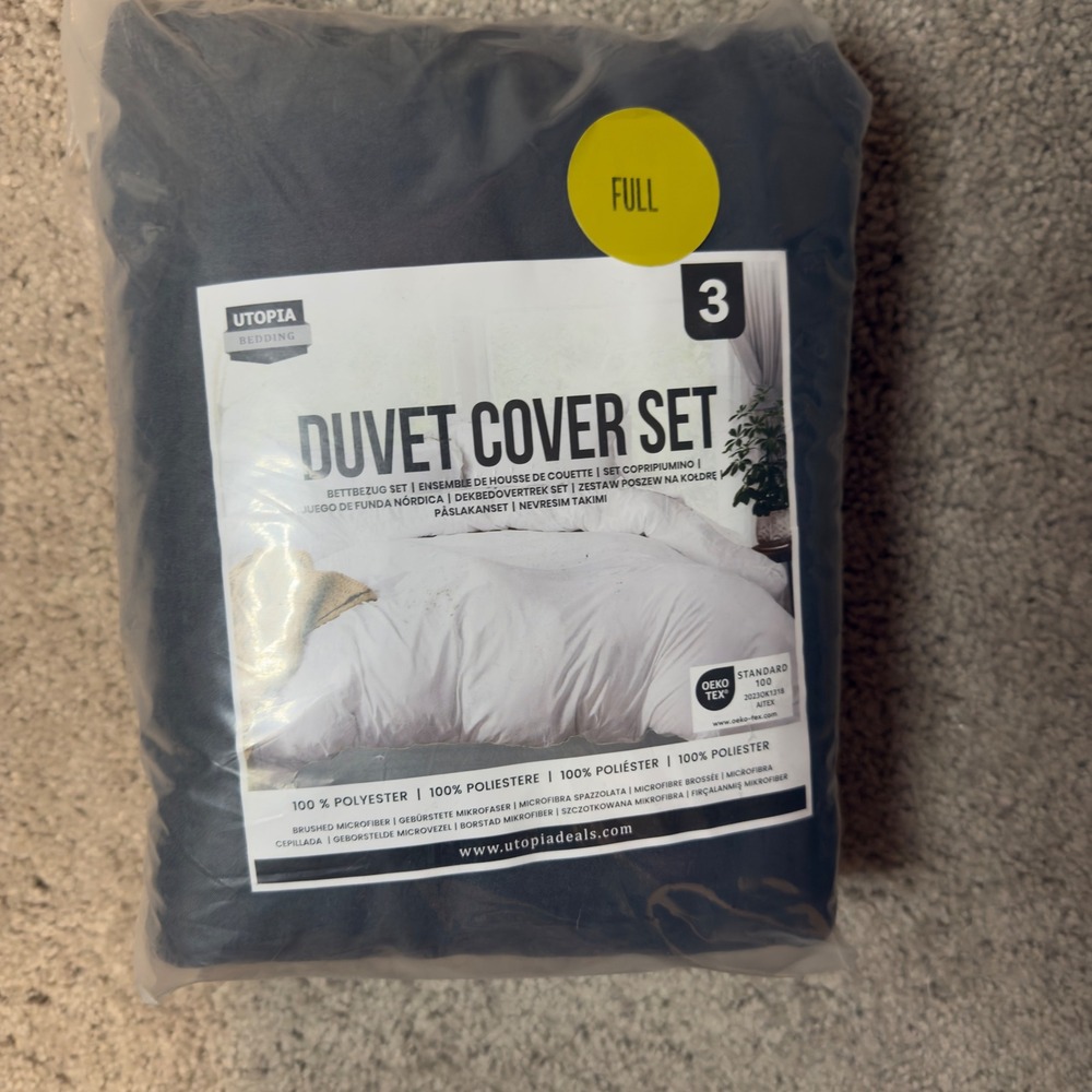 Utopia Bedding Full Duvet Cover Set 3 Piece‎ Gray Brushed Microfiber New